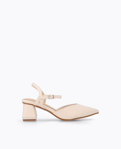 Belle Block Heel Pumps - Beige