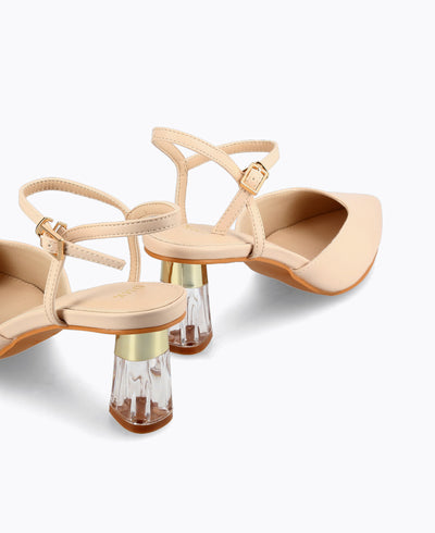 Crystal Clear Confidence Heel Pumps - Beige
