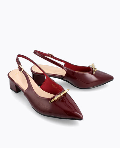 Amora Slingback Heel Pumps - Maroon