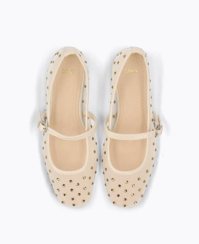 Calista Mesh Mary Janes - Beige