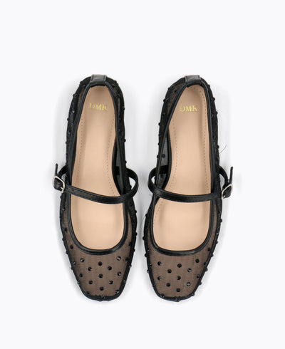Calista Mesh Mary Janes - Black