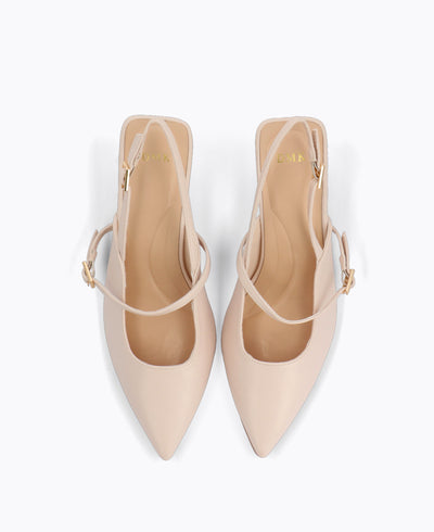 Jazmine Slingback Heel Pumps - Beige