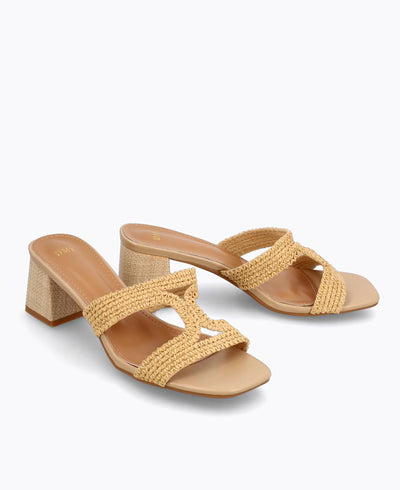 Lara Heel Sandals - Beige