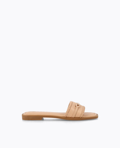 Jaena Flat Sandals - Almond