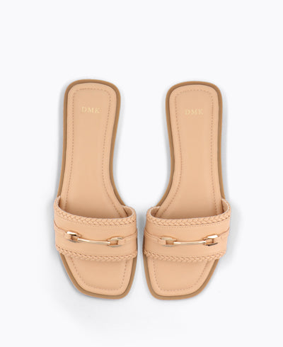 Jaena Flat Sandals - Almond