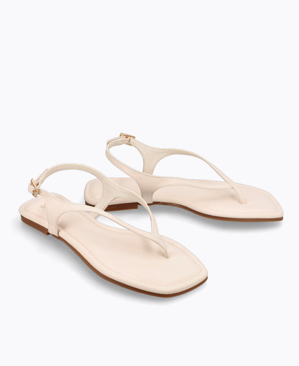 Karin Thong Flat Sandals Beige – DMK