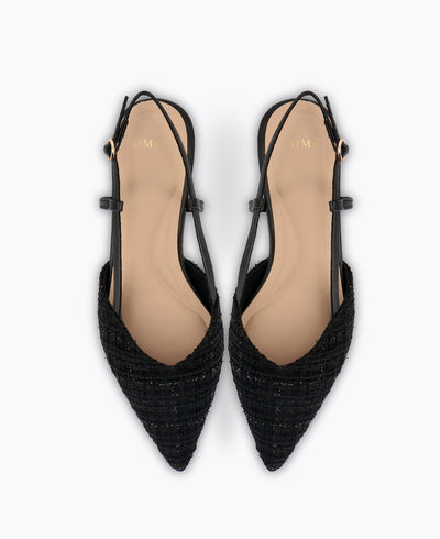 Brianna Slingback Flat Pumps - Black