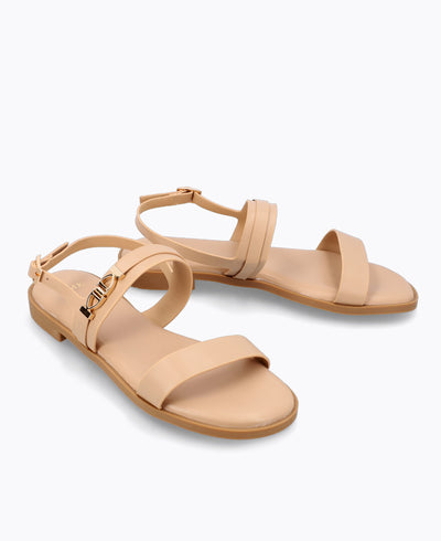 Clarke Flat Sandals - Nude