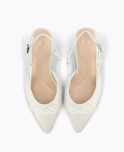 Shelly Slingback Heel Pumps - White