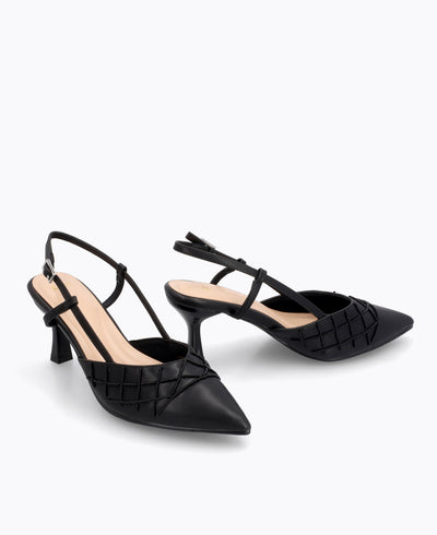Shelly Slingback Heel Pumps - Black
