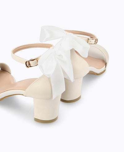 Sophia Bow Heel Sandals - Beige