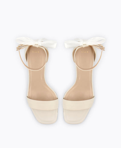 Sophia Bow Heel Sandals - Beige