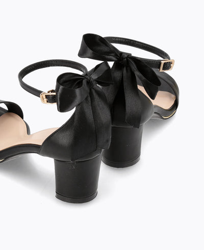 Sophia Bow Heel Sandals - Black