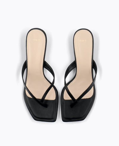 Karleen Thong Heel Sandals - Black