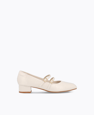 Carrie Mary Janes - Beige (Croc)