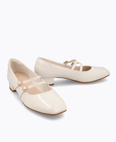 Carrie Mary Janes - Beige (Croc)