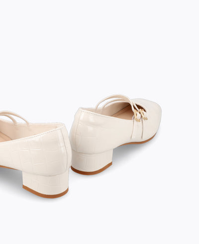 Carrie Mary Janes - Beige (Croc)
