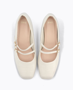 Carrie Mary Janes - Beige (Croc)