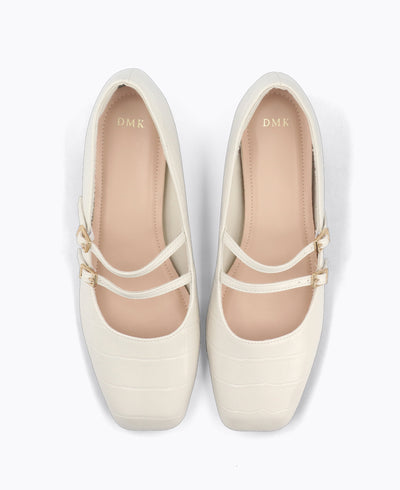 Carrie Mary Janes - Beige (Croc)