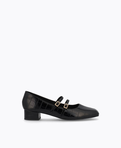 Carrie Mary Janes - Black (Croc)