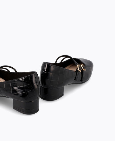 Carrie Mary Janes - Black (Croc)
