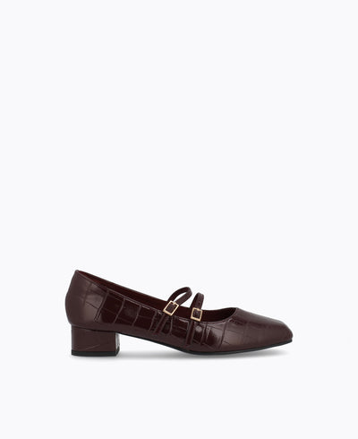 Carrie Mary Janes - Maroon (Croc)
