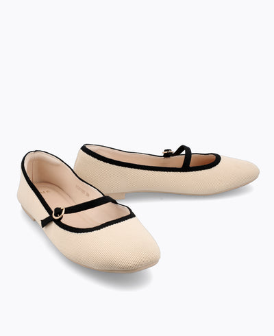Kiara Mary Jane Flats - Beige