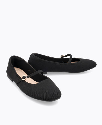 Kiara Mary Jane Flats - Black