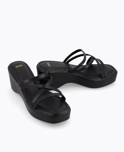 Stella Platform Heel Sandals - Black