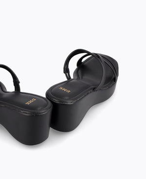 Stella Platform Heel Sandals - Black