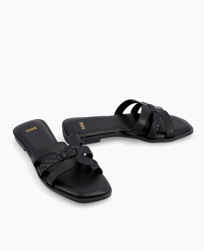 Erina Flat Sandals - Black