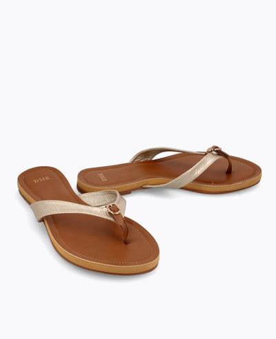 Sabine Flat Sandals - Gold