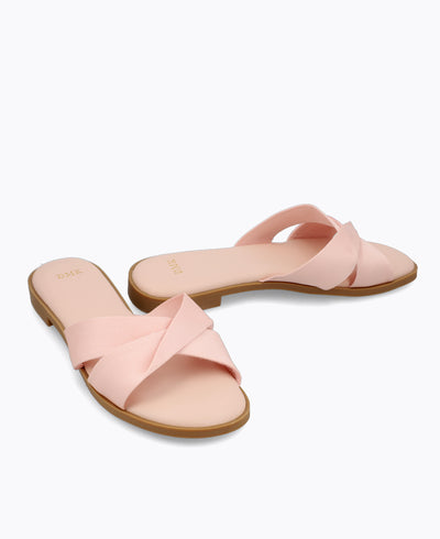 Molly Flat Sandals - Nude Pink