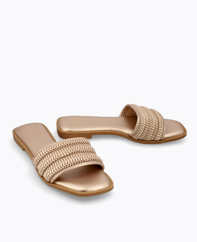 Luella Flat Sandals - Gold