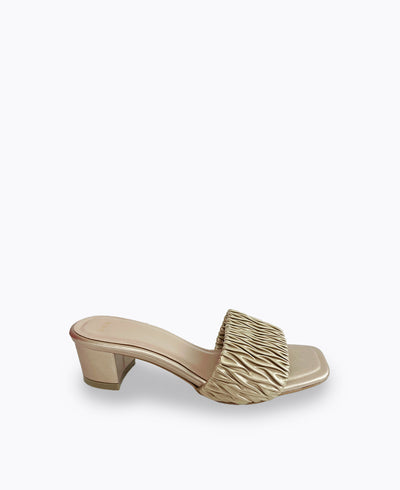 Mathilda Slip-On Heel Sandals - Gold