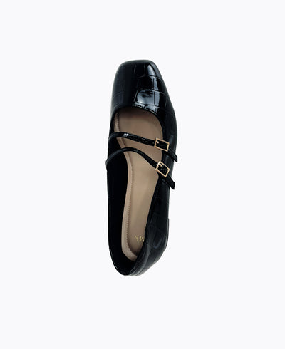 Carrie Mary Janes - Black (Croc)