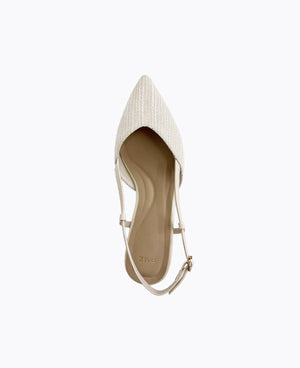 Brianna Slingback Flat Pumps - Beige (Tweed)