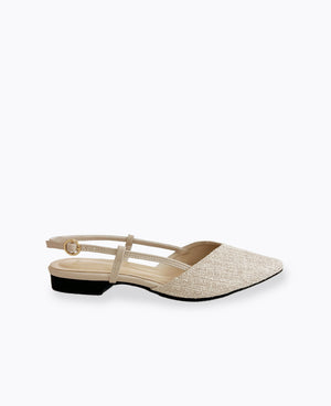Brianna Slingback Flat Pumps - Nude (Tweed)