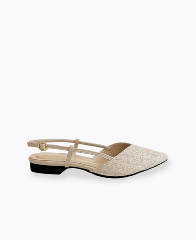 Brianna Slingback Flat Pumps - Nude (Tweed)