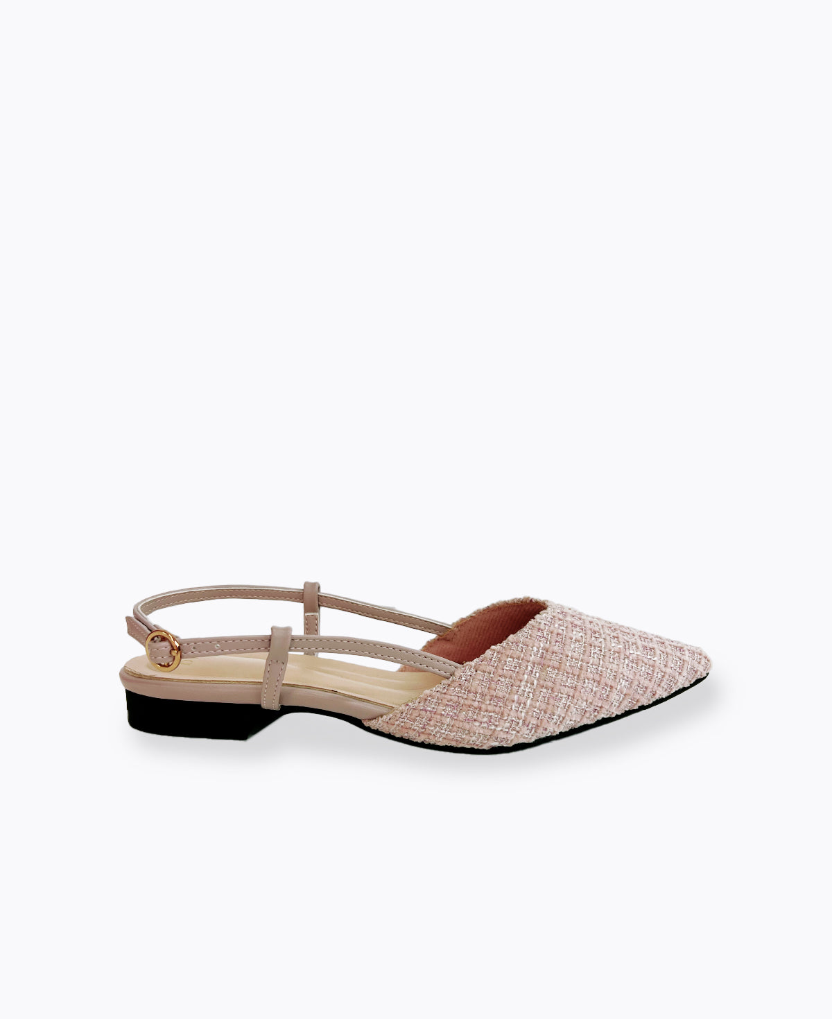 Brianna Slingback Flat Pumps - Pink (Tweed)
