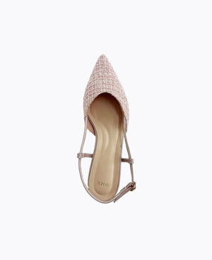 Brianna Slingback Flat Pumps - Pink (Tweed)