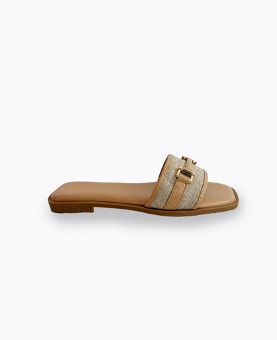 Saphine Flat Sandals - Almond