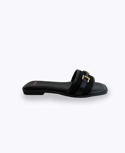 Saphine Flat Sandals - Black