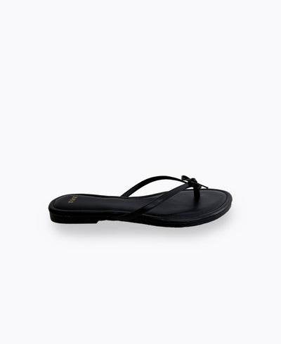 Mio Bow Flat Sandals - Black