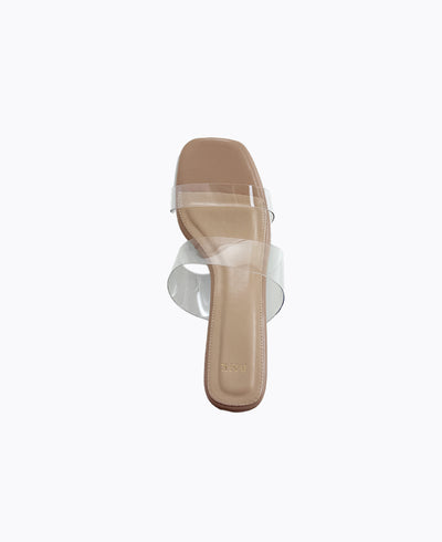 Ella Transparent Heel Sandals - Nude