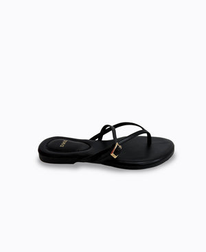 Mallory Strappy Flat Sandals - Black