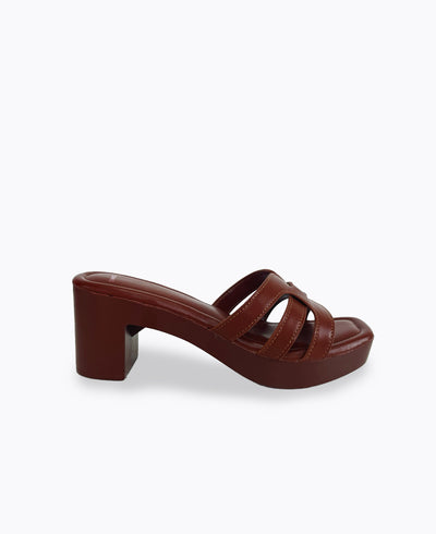 Hera Platform Heel Sandals - Brown