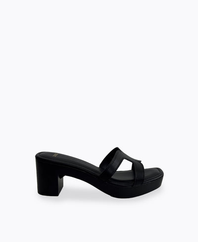 Hester Platform Heel Sandals - Black