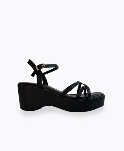 Celestial Platform Heel Sandals - Black