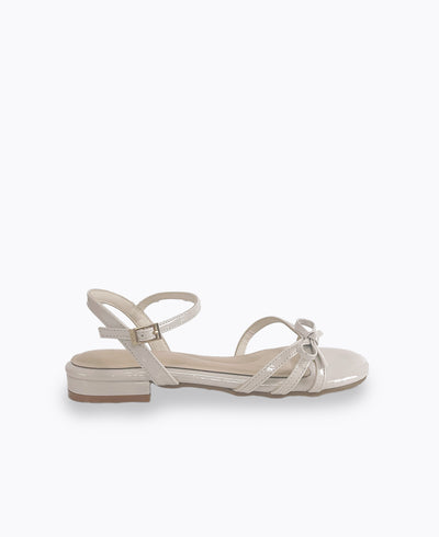 Aurora Bow Flat Sandals - Beige